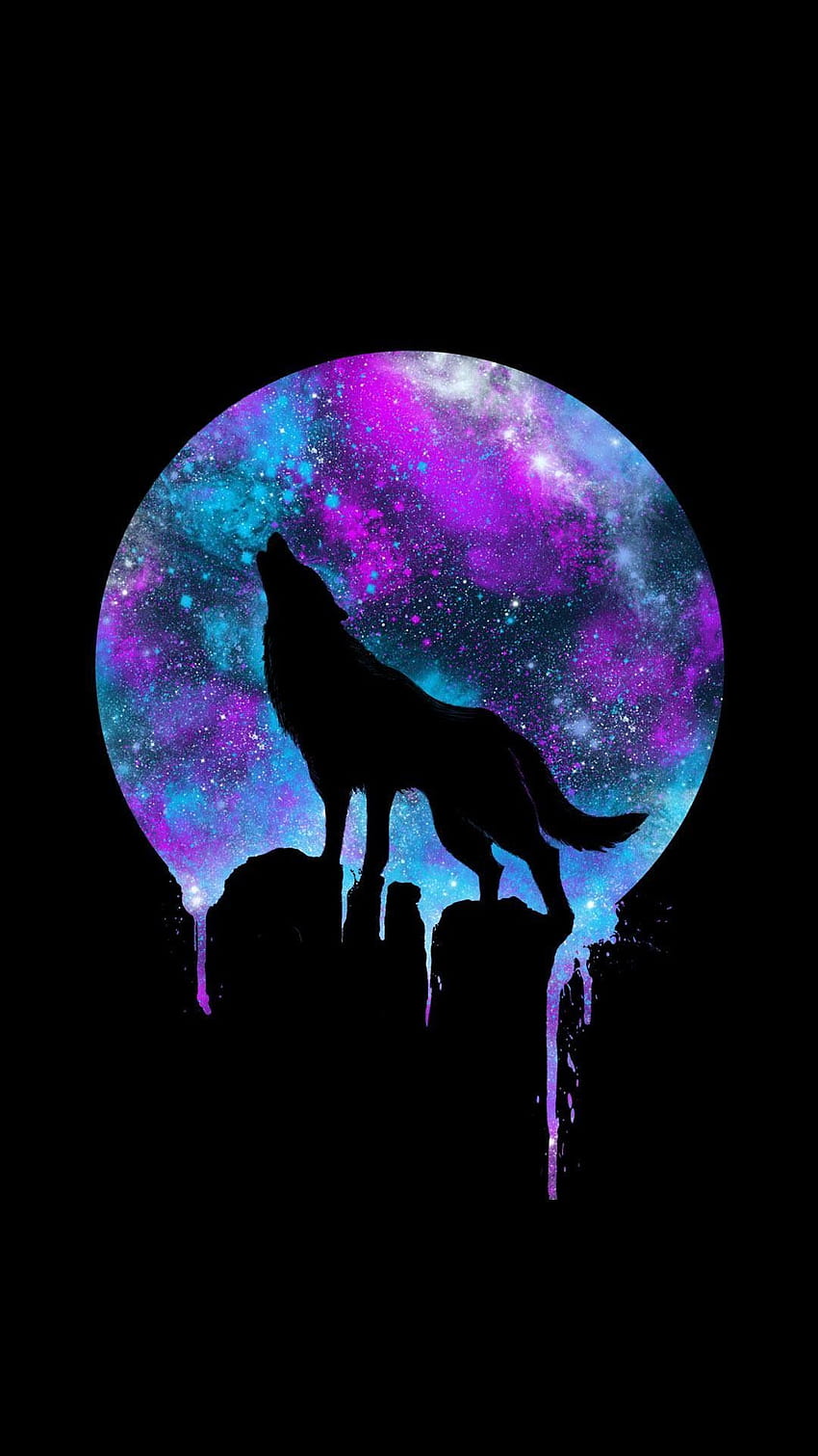 Wolf Moon iPhone, serigala bulan minimalis wallpaper ponsel HD