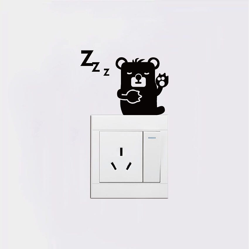 Niedźwiedź 16 malowane gniazdo przełącznika koreańskie naklejki spersonalizowane naklejki śpiący miś śliczny pokój dziecięcy w domu Tapeta HD