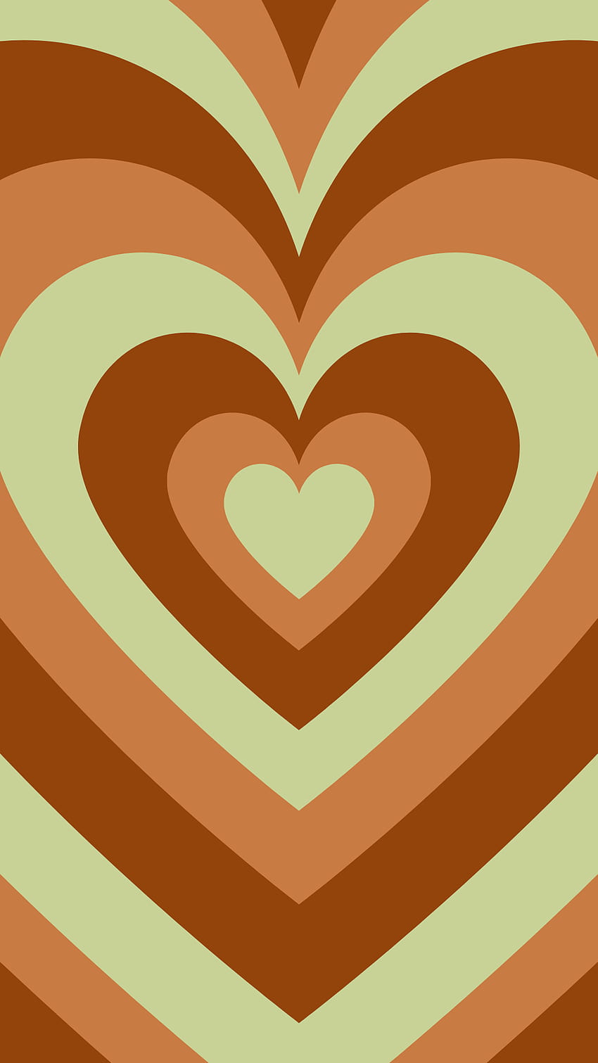 Diseño de corazón estético marrón y verde, corazón preppy. fondo de pantalla del teléfono