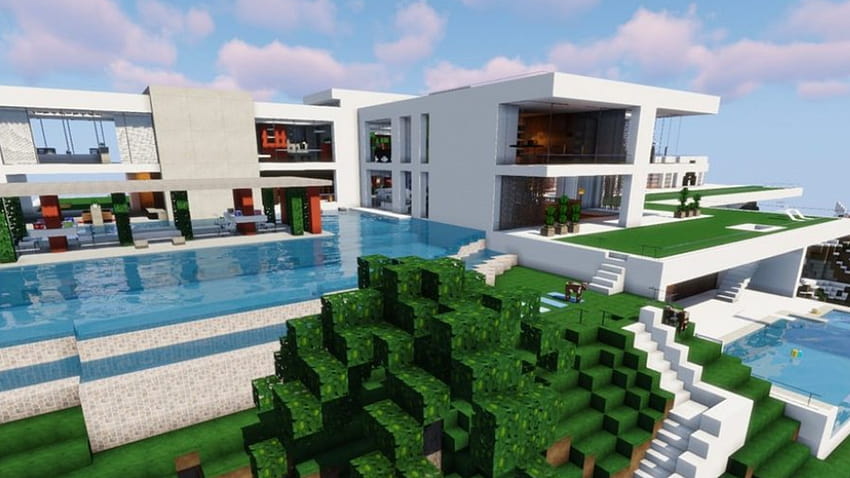 Minecraft のクールな家: 次のビルドのアイデア、Minecraft のモダンな家 高画質の壁紙