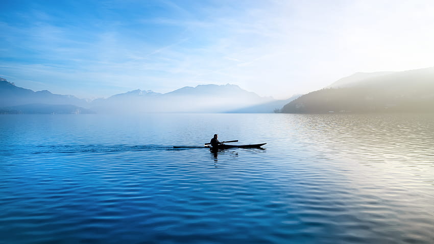 Annecy feeds , Kayak, France, Lake, Glider, Sailor, River, Nature HD wallpaper