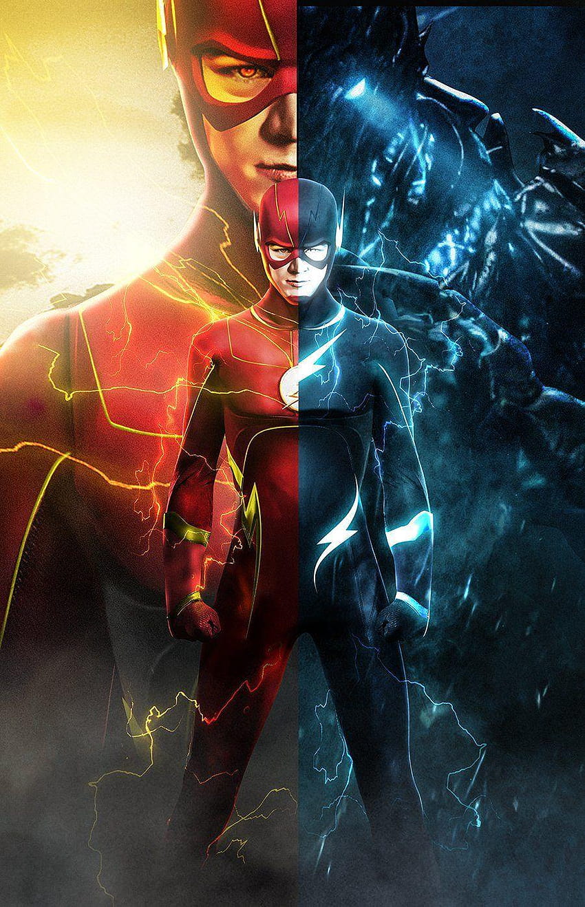Плакатът Flash, светкавицата срещу савитар, бога на скоростта HD тапет за телефон