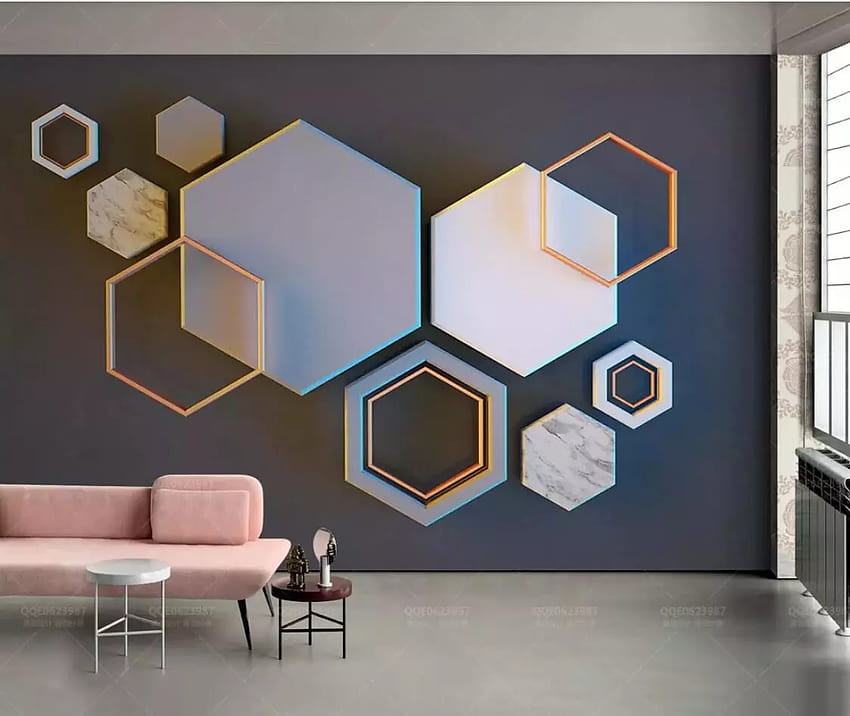 Geometric Mosaic Hexagon Wall Mural for Apartment Renovation 3D Wall Paper Silk Cloth Canvas Contact Paper HD wallpaper