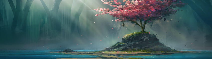 Painting of cherry blossom tree, cherry blossom painting HD wallpaper