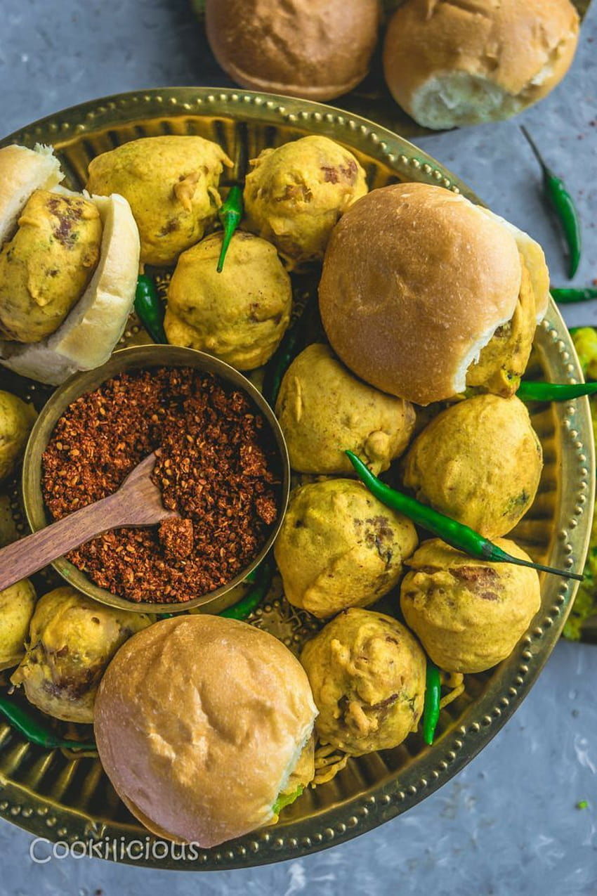 La mejor comida india deliciosa Vada Pav Best In, comida callejera india fondo de pantalla del teléfono