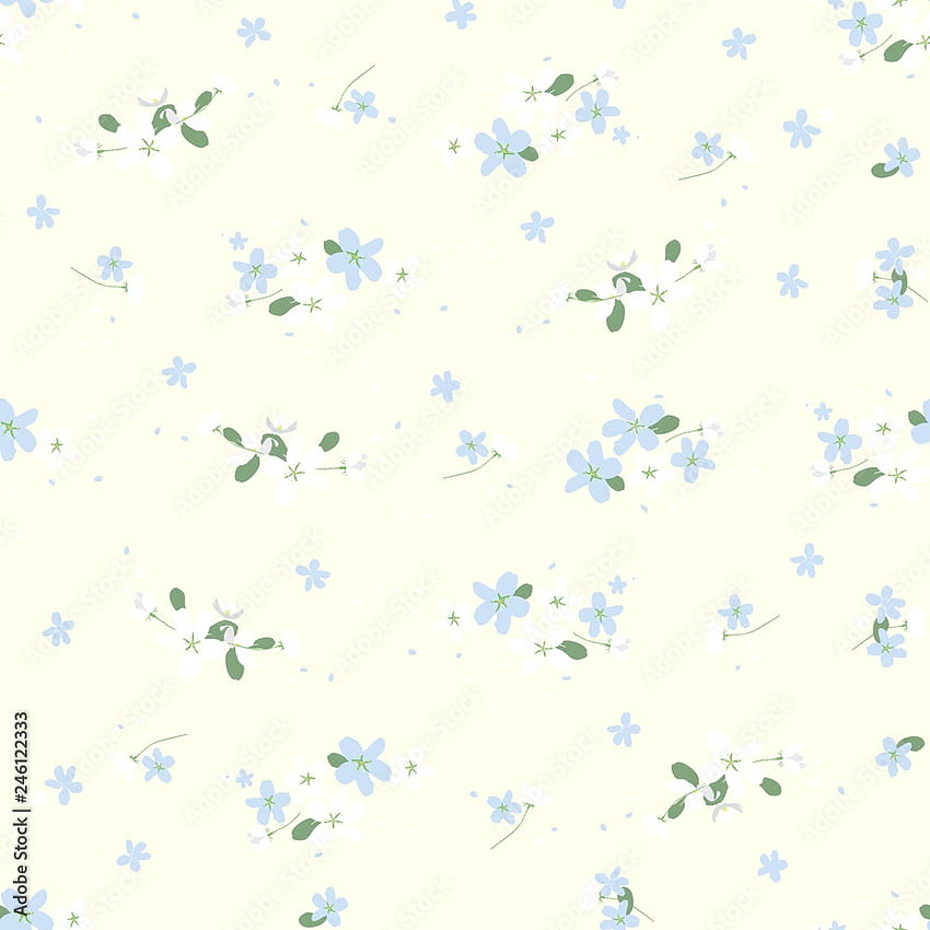 Seamless floral pattern with small cute flowers on light background. Spring light airy texture for , interior, tiles, textiles, scrapbooking, packaging and various types of design. vector. Stock Vector HD phone wallpaper