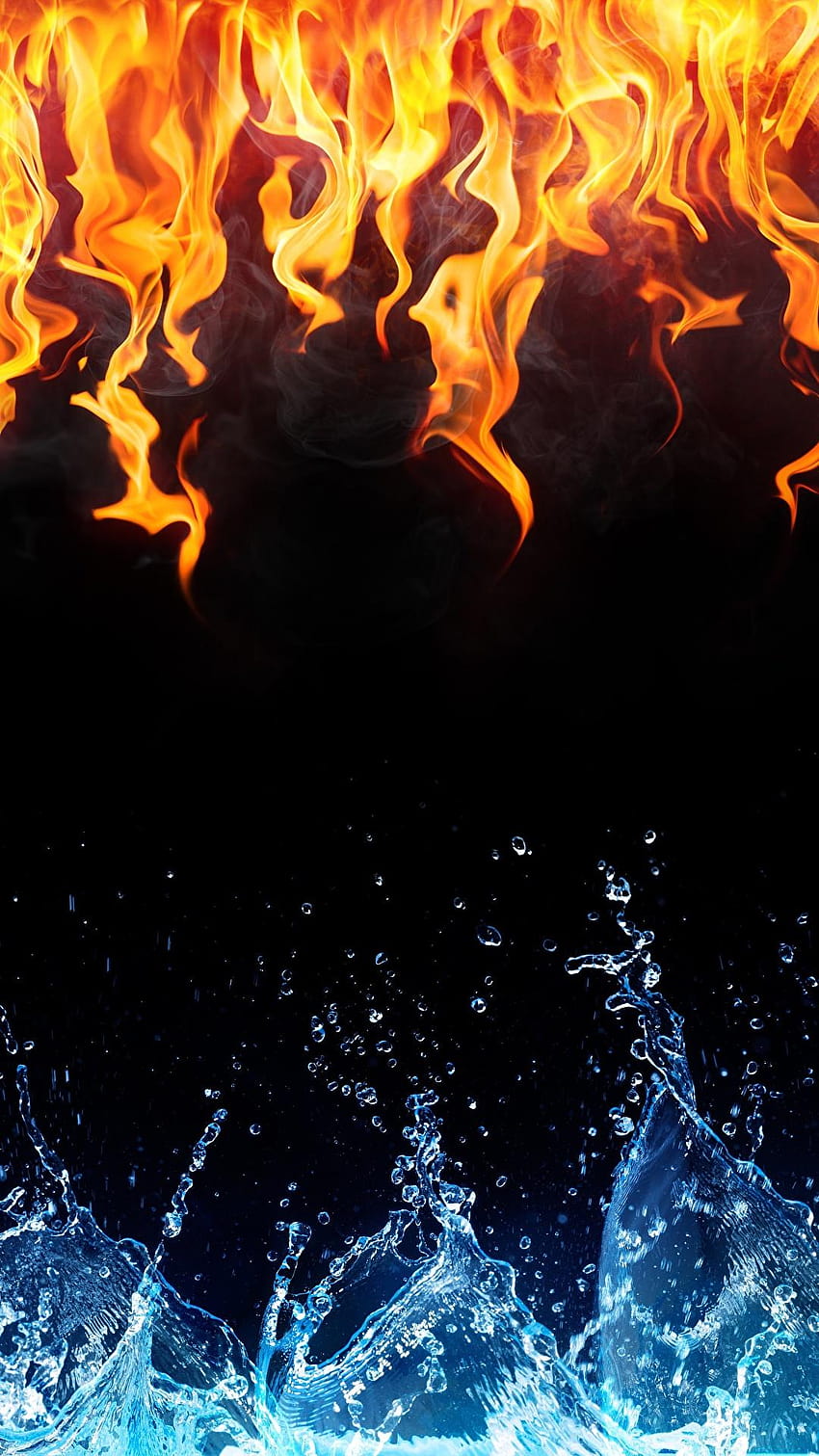 Texture flamme Eau Fond noir 1080x1920, feu et eau mobile Fond d'écran de téléphone HD