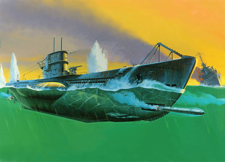 Submarino alemán tipo VII lanzando un ataque. Submarino ultra, world of warships fondo de pantalla
