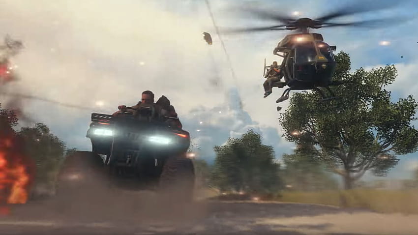 Oto twoje pierwsze spojrzenie na rozgrywkę Battle Royale Call of Duty: Black Ops 4, helikoptery Black Ops Call of Duty Tapeta HD