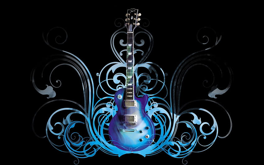 Seni Gitar Musik Biru Wallpaper HD