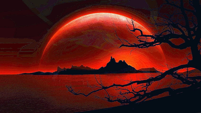 Moon Red Wolf, anime bulan merah Wallpaper HD