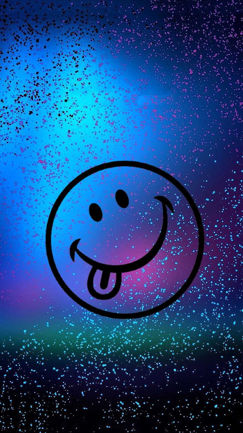 Blaues Smiley-Gesicht, tropfendes Lächeln HD-Handy-Hintergrundbild