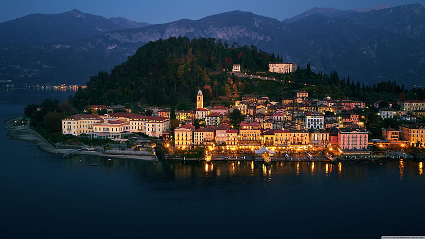 Lake Como, Night, Bellagio, Italy Latar Belakang Ultra untuk U TV : Layar Lebar & UltraWide & Laptop : Tablet : Smartphone, danau artistik Wallpaper HD