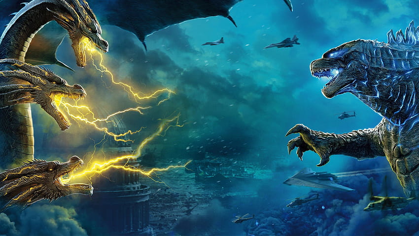 Raja Ghidorah vs. Godzilla Godzilla: Raja Monster, godzilla legendaris Wallpaper HD