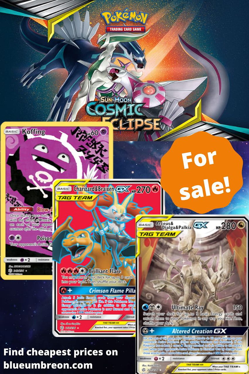 Cosmic Eclipse Pokemon cards for sale: Charizard Gx, Arceus, Dialga, Palkia Gx HD phone wallpaper