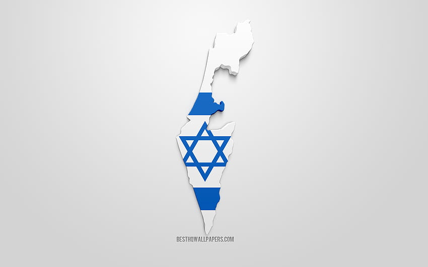 3d flag of Israel, map silhouette of Israel, 3d art, Israel flag, Asia, Israel, geography, Israel 3d silhouette with resolution 2560x1600. High Quality, israel map HD wallpaper