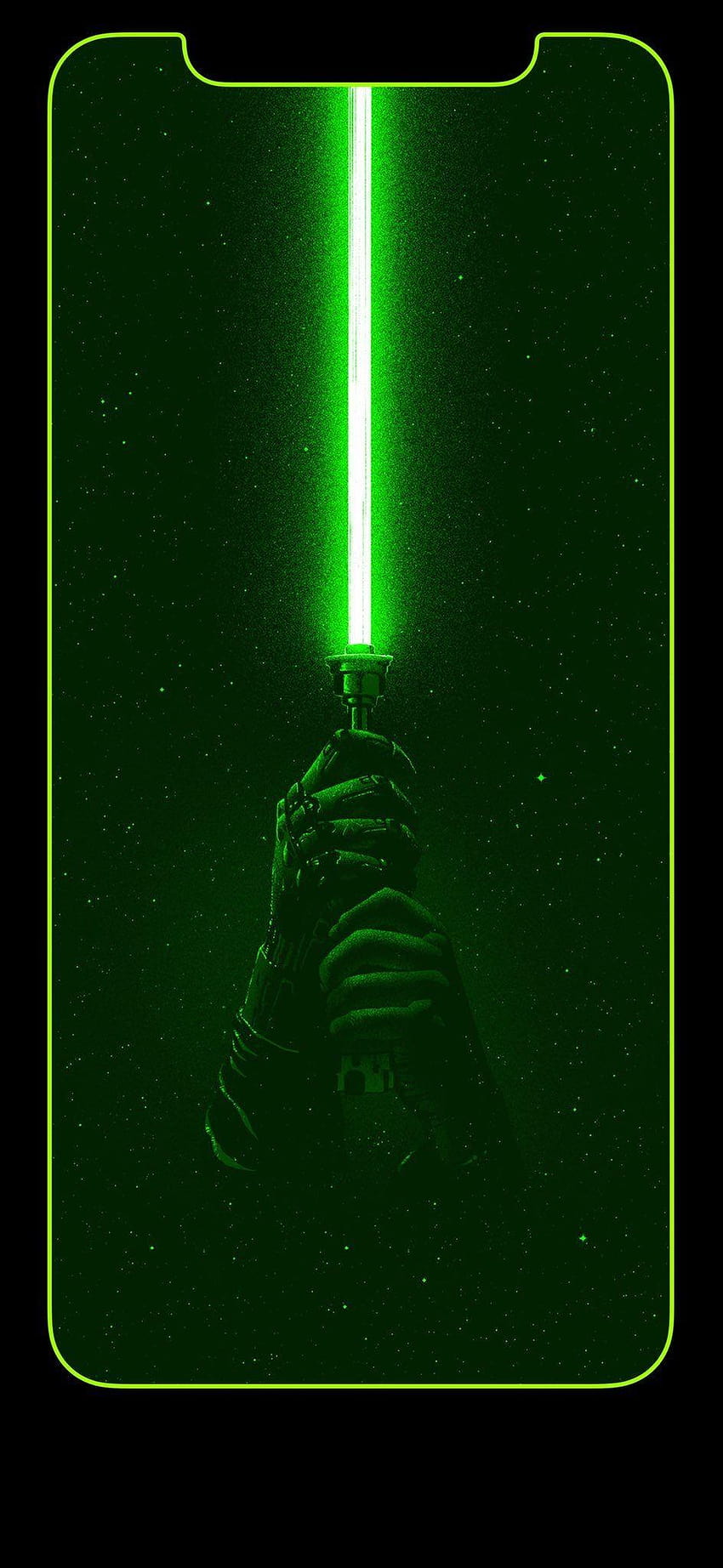 Zielony miecz świetlny Star Wars, zielony miecz świetlny Luke'a Skywalkera Tapeta na telefon HD