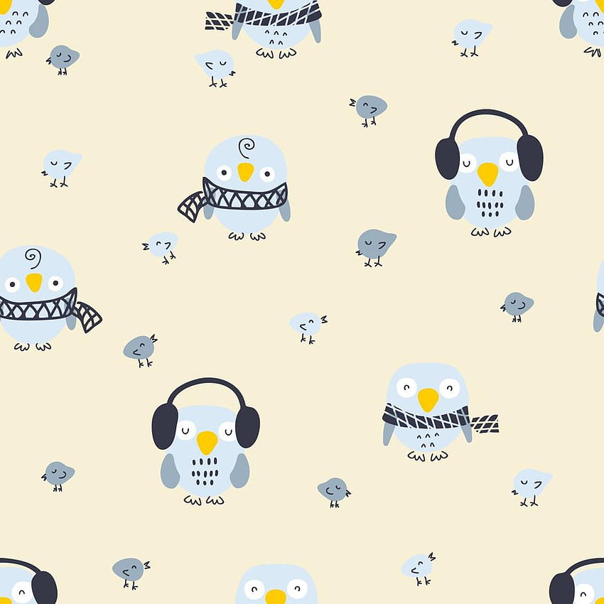 Cartoon style winter seamless pattern with owls and small birds. 3498288 Vector Art at Vecteezy, small pattern winter HD phone wallpaper