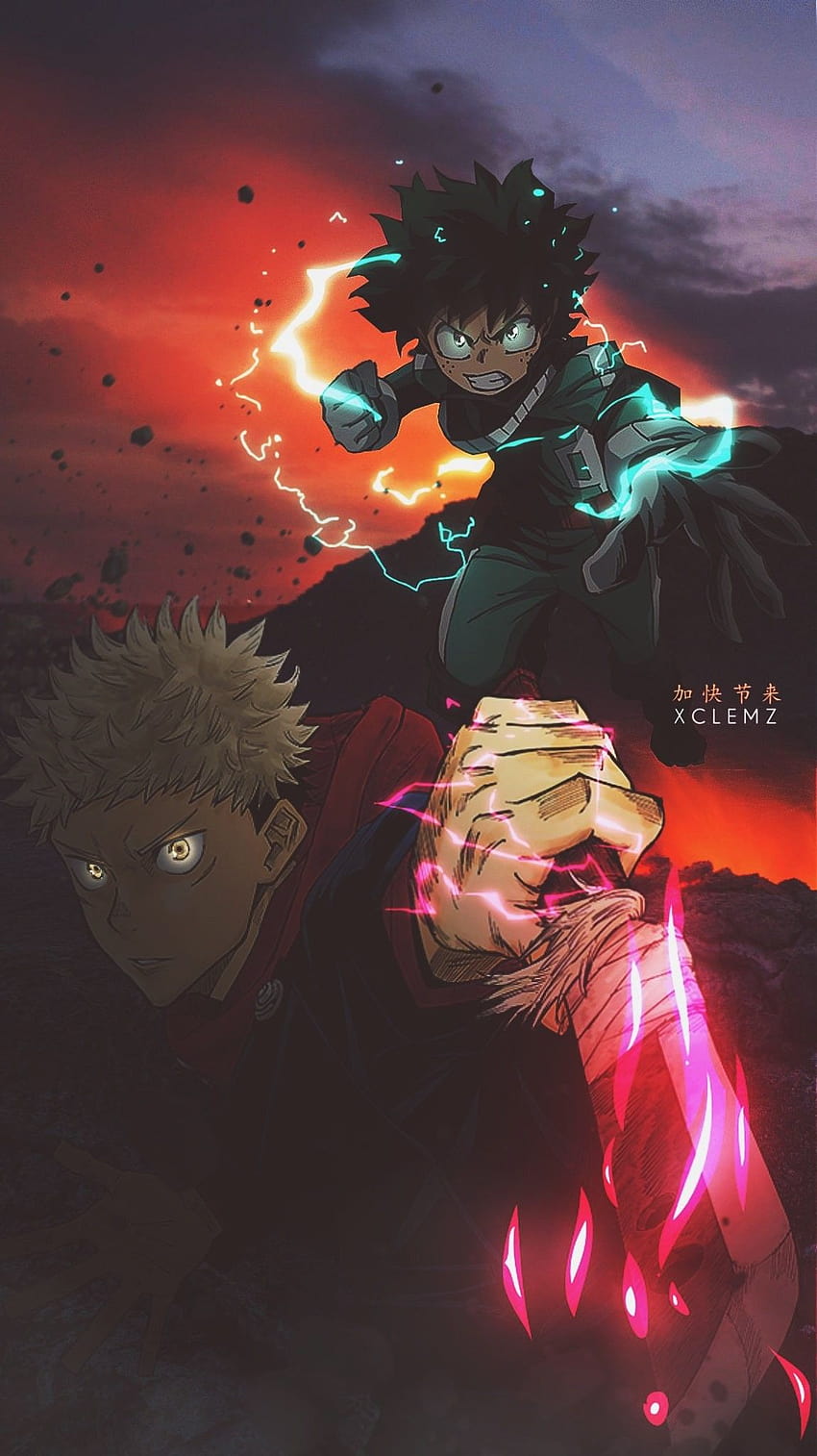 Mha x jujutsu kaisen Deku and itadori in 2021, red deku HD phone ...