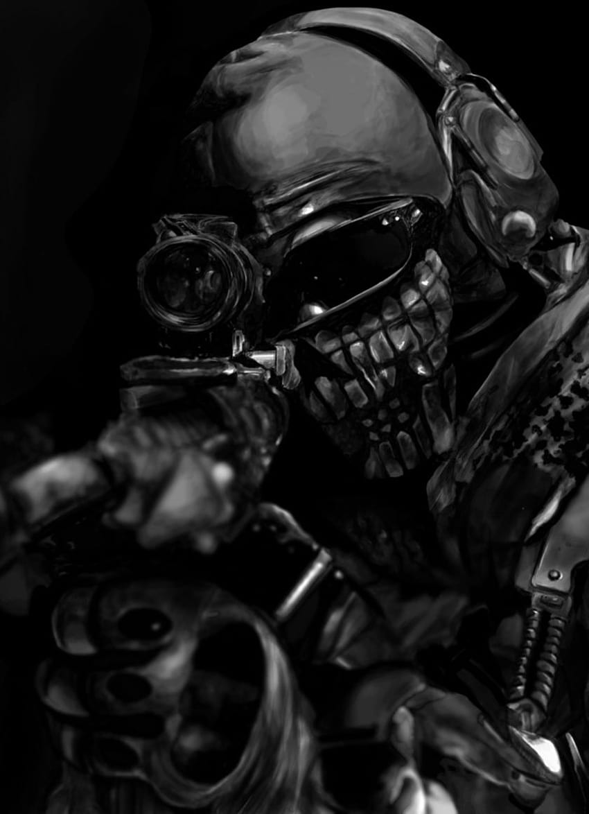 Artwork, dark, soldier, Call of Duty: Ghosts, black ghost HD phone wallpaper