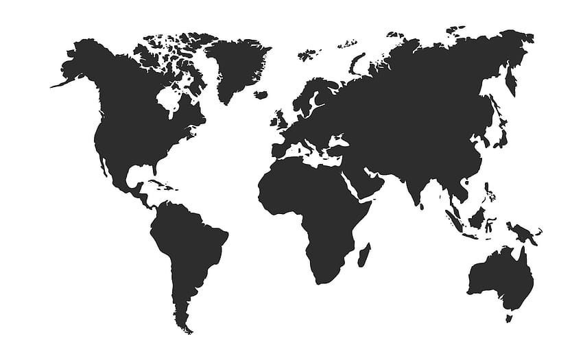 世界地図の壁画の黒と白の新鮮な黒と白の世界地図の壁、世界地図の黒 高画質の壁紙