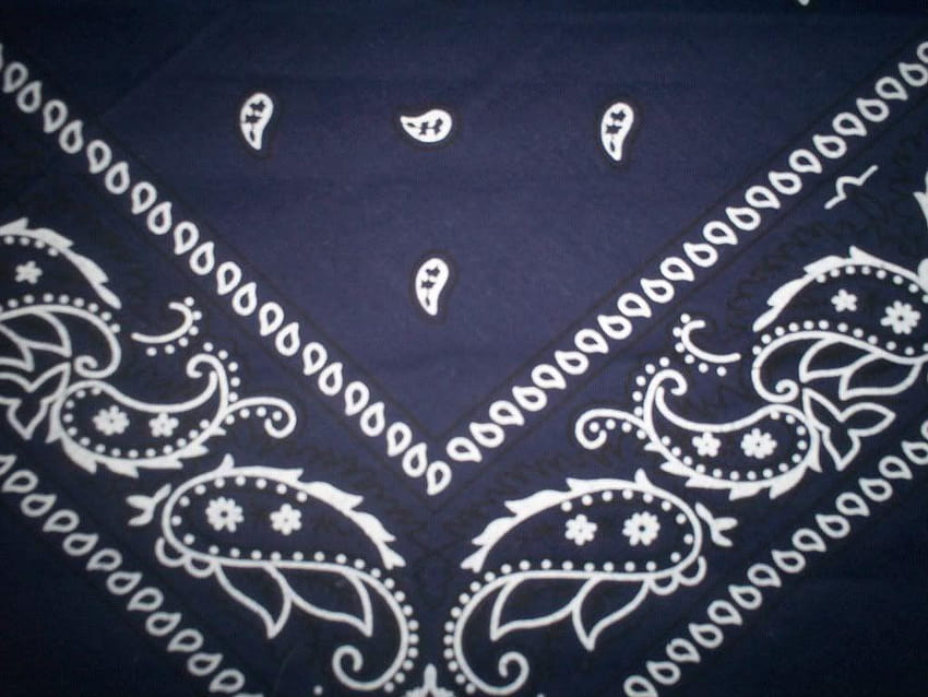 Ciemnoniebieska bandana Prosta dekoracja Biały motyw Kwiat, czarna chustka Tapeta HD