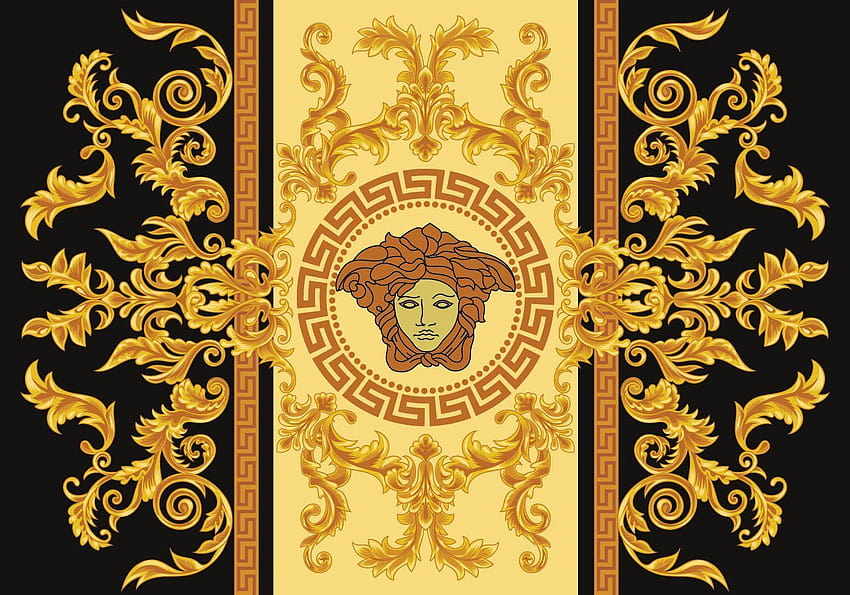 Złoto Versace, logo Versace Tapeta HD