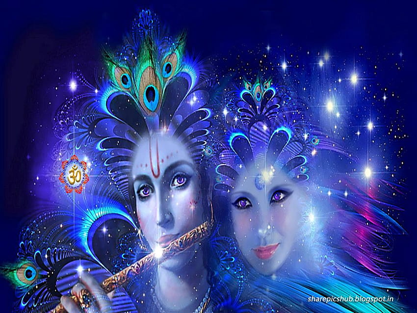 Lord Radha Krishna 3D en bleu pour Fond d'écran HD