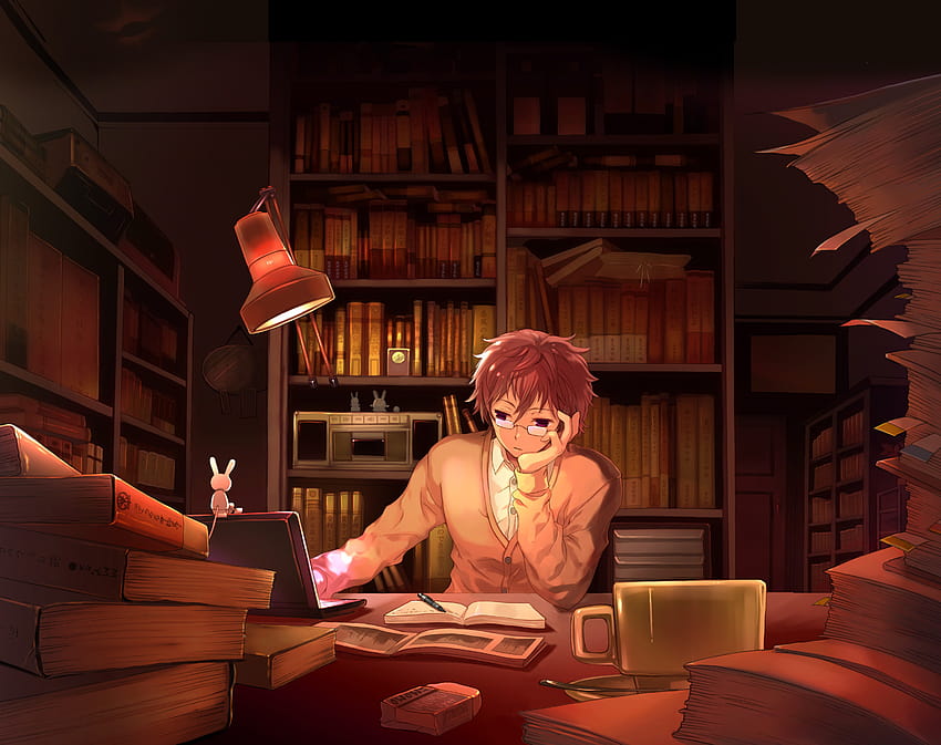 Anime Boy Studying posted by Ryan Tremblay HD wallpaper