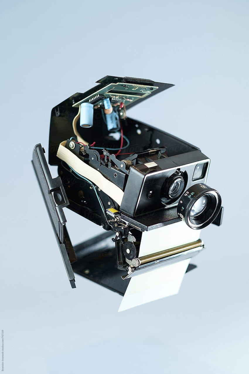 Disassembled Old Polaroid Camera Floating by Brkati Krokodil, disassembled camera HD phone wallpaper