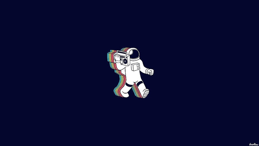 Boombox threadless astronot latar belakang biru kosmonot Wallpaper HD