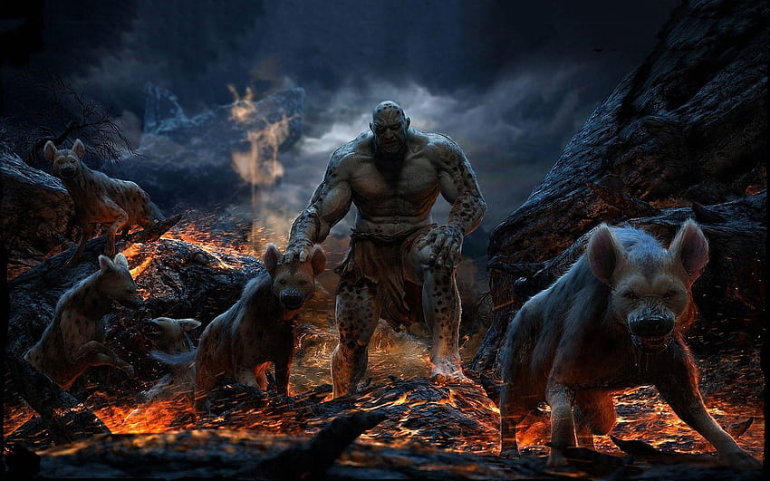 HYENA Lord UNDERWORLD fantasy art mroczny horror zwierzęta psy demony, władca demonów Tapeta HD