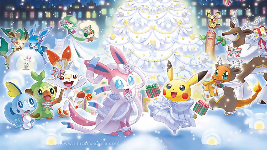 Pokemon Frosty Christmas, коледен пикачу HD тапет