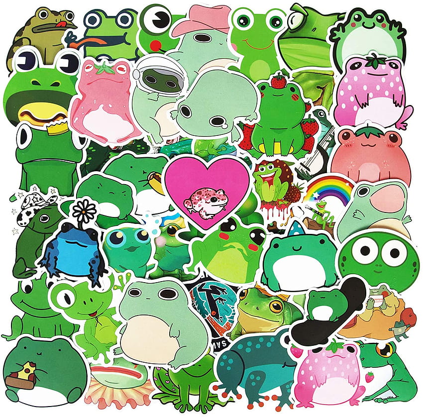 Vinyl Stickers, Frog Cute 50PCs Aesthetic Decals and Sticker Frog Decoration DIY Teens for Stickers Laptop Trendy Skins & Decals affordable, frog aesthetic laptop HD wallpaper