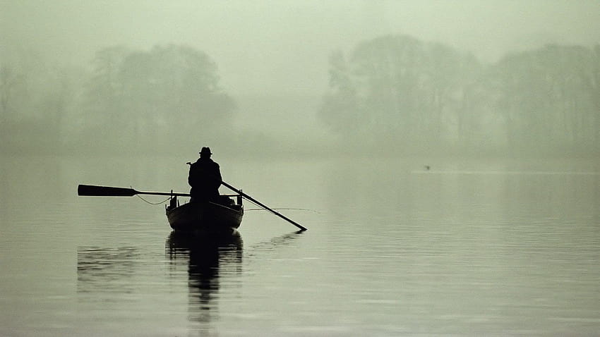 Fischer in einem Boot HD-Hintergrundbild