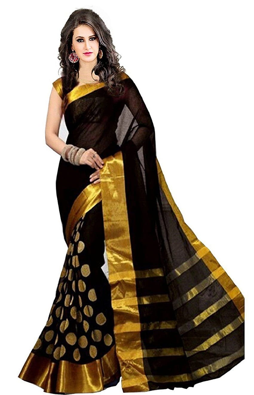 Black Cotton Saree Blouse Designs, womens saree HD phone wallpaper