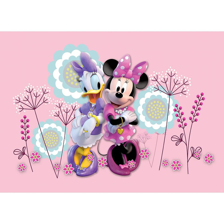 포스터 Minnie Mouse & Daisy Duck from 디즈니, 데이지와 미니 마우스 핑크 HD 전화 배경 화면