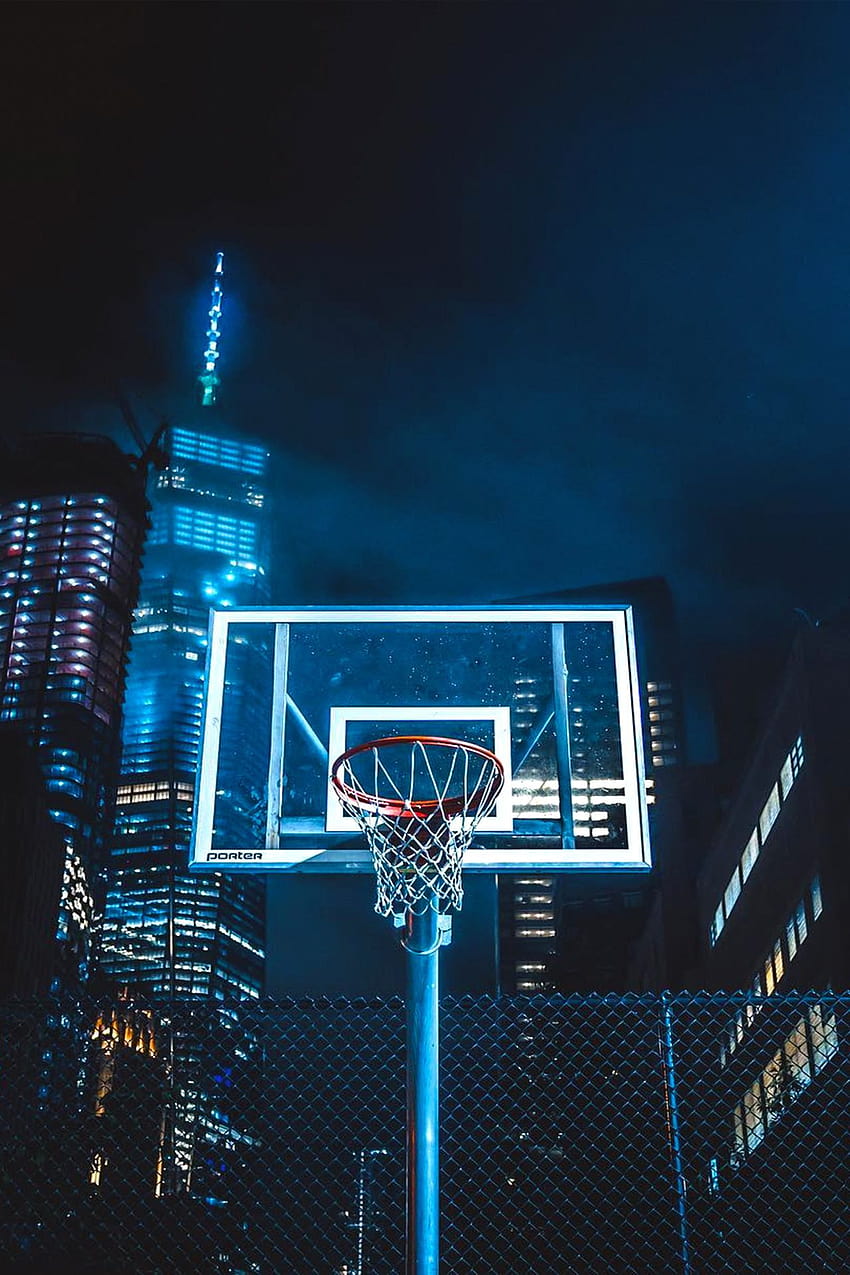 Blue Basketball, neon basketball HD phone wallpaper