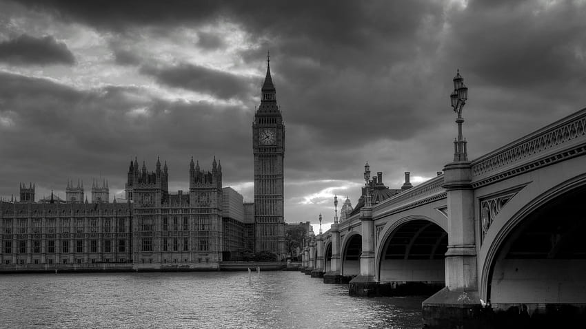 2560x1440 London, Bridge, Big ben, Black white, big ben winter HD wallpaper