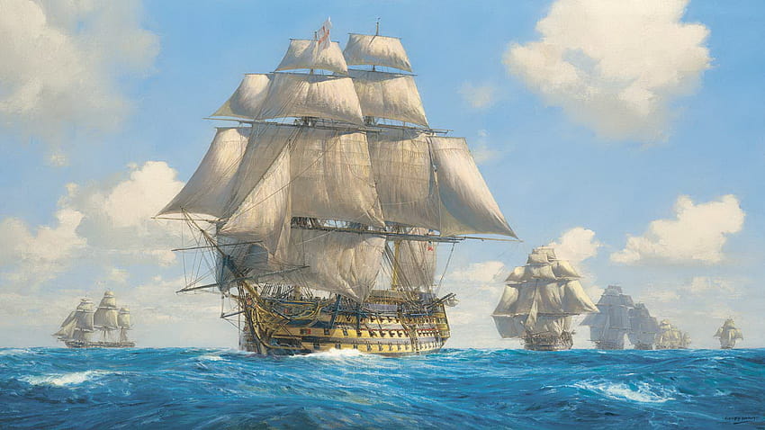 Man O War Ship Art, ship painting HD wallpaper