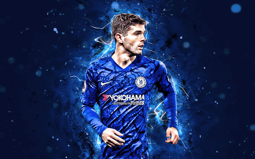 Christian Pulisic, 2020, Chelsea FC, american footballers, soccer, England, Christian Mate Pulisic, Premier League, neon lights, Christian Pulisic , Christian Pulisic Chelsea with resolution 3840x2400. High Quality HD wallpaper