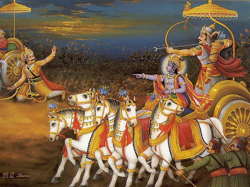 Pourquoi Karna est-il considéré comme le meilleur guerrier du Mahabharat malgré le seigneur Krishna et Arjuna Fond d'écran HD