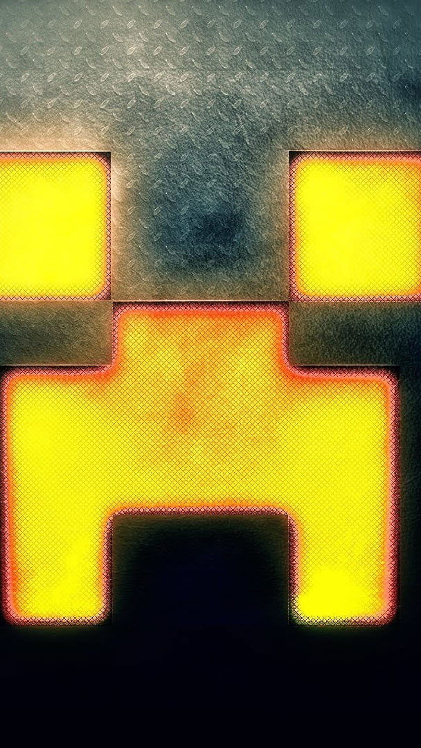 Logotipo amarillo de Minecraft Creeper Face • Para ti fondo de pantalla del teléfono