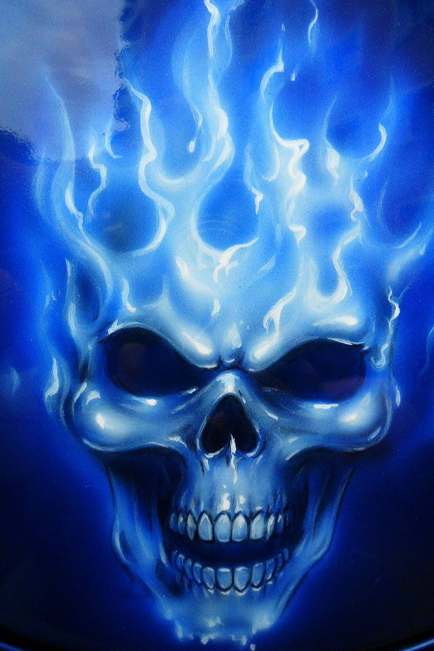 Cool skull for blue bike, blue skeleton HD phone wallpaper