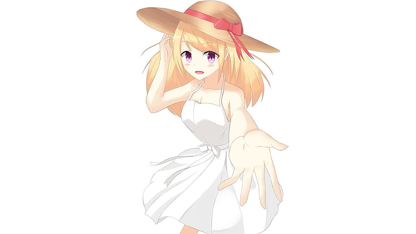 2880x1800 cute, anime girl, blonde, hat, summer, mac pro retaia , background, 18546, anime summer vibes HD wallpaper