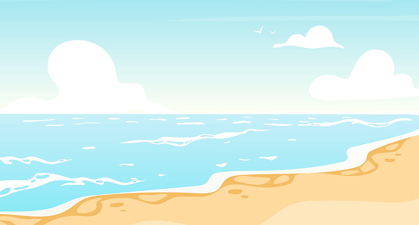 Beach flat flat vector illustration. Summer ocean, sea scenery backdrop design. Vacation resort, island coastline. Sunny paradise, turquoise lagoon. Seascape cartoon background, 2804505 Vector Art at Vecteezy, summer relax cartoon HD wallpaper
