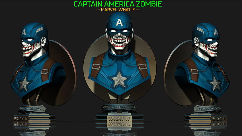 Zombie Captain America Bust Print Ready 3D Model HD wallpaper