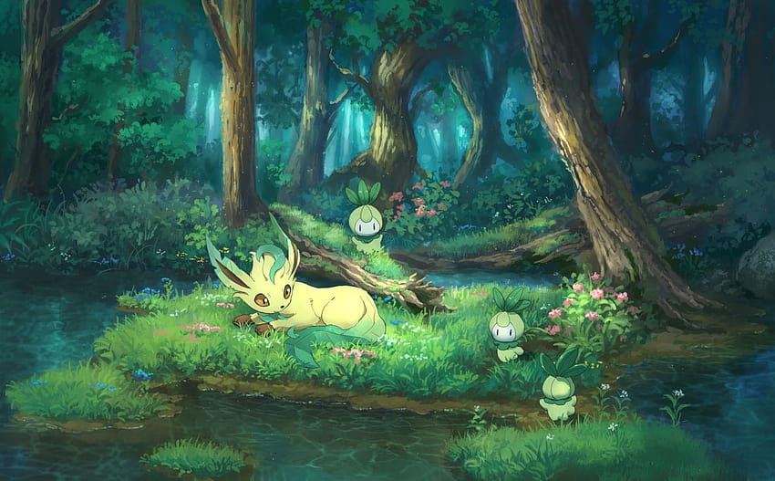 HD wallpaper: Pokémon, Bulbasaur, Celebi, sleeping, forest, trees