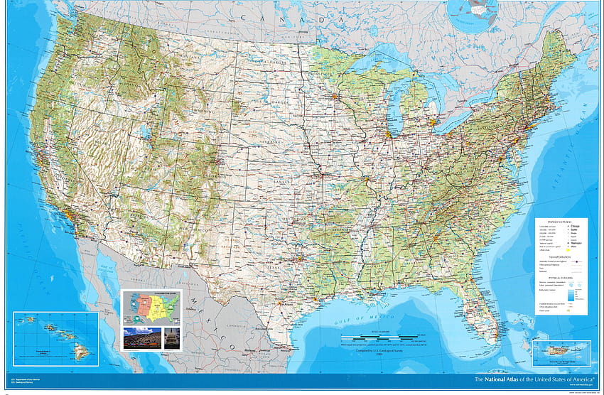 Amerika Birleşik Devletleri Fiziki Haritaları, ABD haritası HD duvar kağıdı