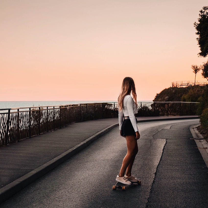 Biarritz Skate Sunset, aesthetics skaters sunset HD phone wallpaper